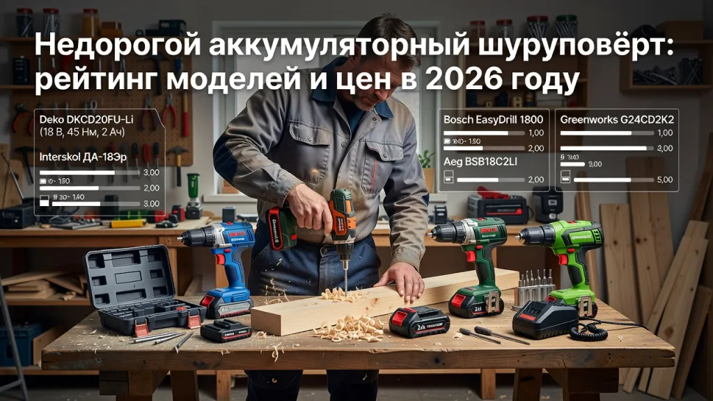 Недорогой аккумуляторный шуруповёрт: рейтинг моделей и цен в 2026 году